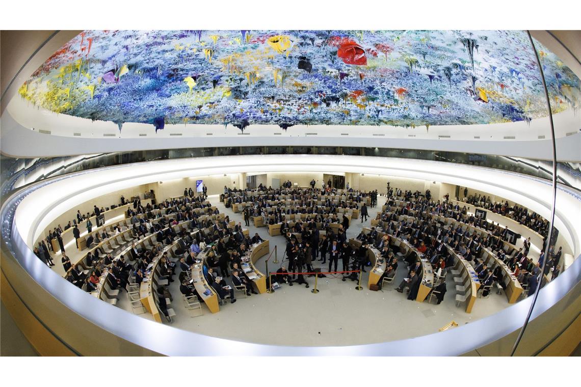 Eine Sitzung des Menschenrechtsrats am europäischen Hauptsitz der Vereinten Nationen in Genf.