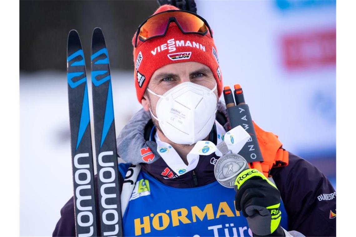 Unzufriedene Biathleten brauchen guten WM-Abschluss Einzig Arnd Peiffer holte bislang eine Medaille für Deutschland. Foto: Sven Hoppe/dpa