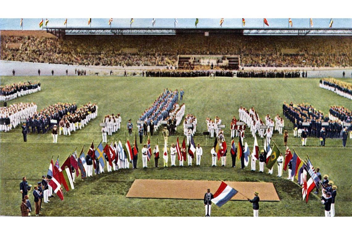 Eröffnung der Olympischen Sommerspiele 1924 im Pariser Olympiastadion.