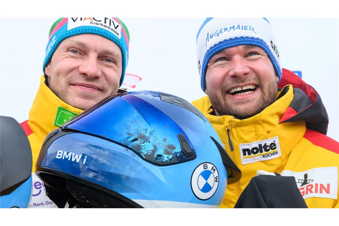 Francesco Friedrich (l) gewinnt im Zweierbob vor Johannes Lochner in Lillehammer.