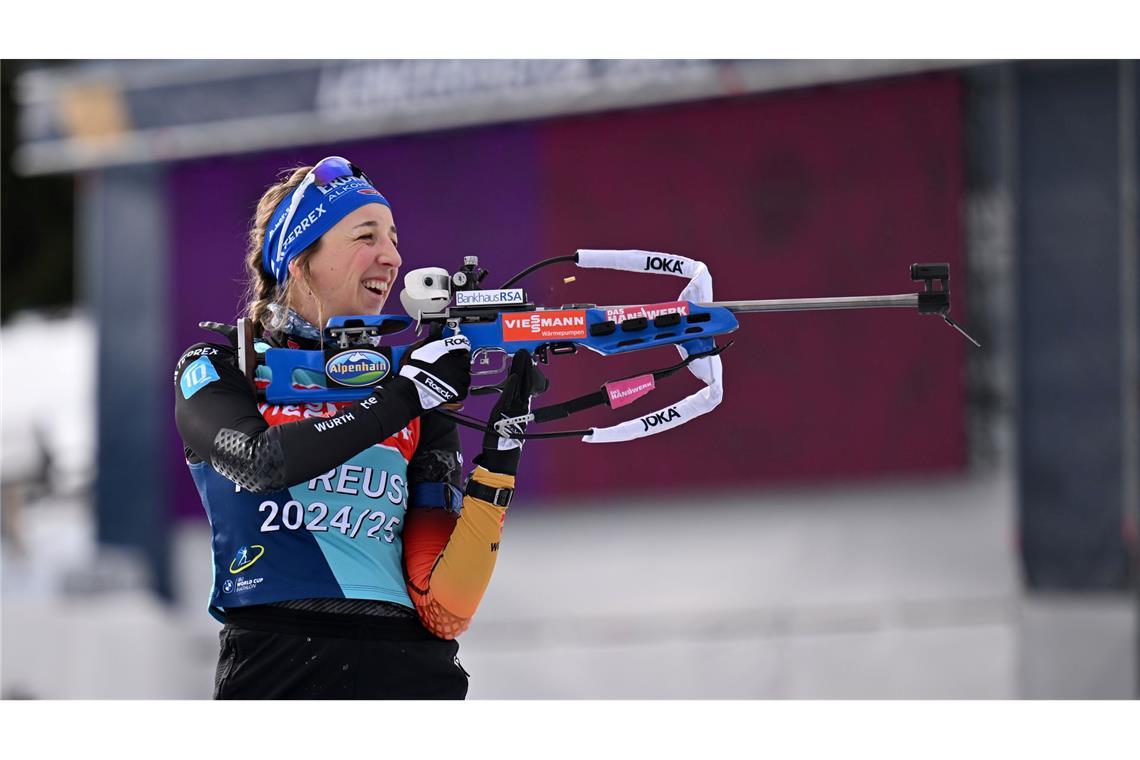 Franziska Preuß ist bereit für den Sprint in Lenzerheide.