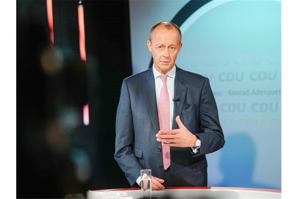 Friedrich Merz, CDU-Bundestagsabgeordneter, präsentiert sich als Kandidat für den CDU-Parteivorsitz bei einem Online-Format. Foto: Kay Nietfeld/dpa/Archivbild