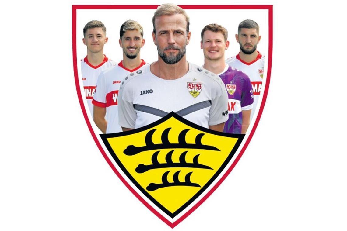 Geben beim VfB den Ton an (von links): Angelo Stiller, Atakan Karazor, Trainer Sebastian Hoeneß, Alexander Nübel und Jeff Chabot 
         
           Fotos: Baumann  Montage: Sebastian Ruckaberle