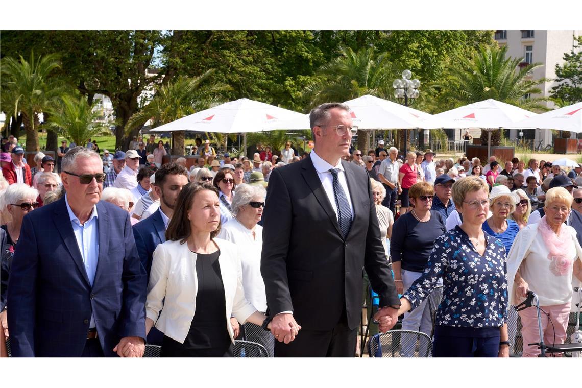 Gedenkminute an die Opfer der Flutkatastrophe im Ahrtal mit dem Ministerpüräsidenten von Rheinland-Pfalz, Alexander Schweitzer (SPD).