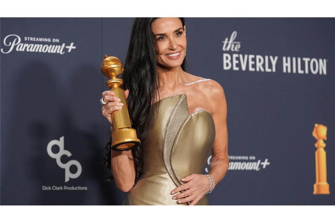 Golden Globes: Demi Moore  mit dem Preis für die beste Leistung einer Schauspielerin in einem Kinofilm - Musical oder Komödie für "The Substance".