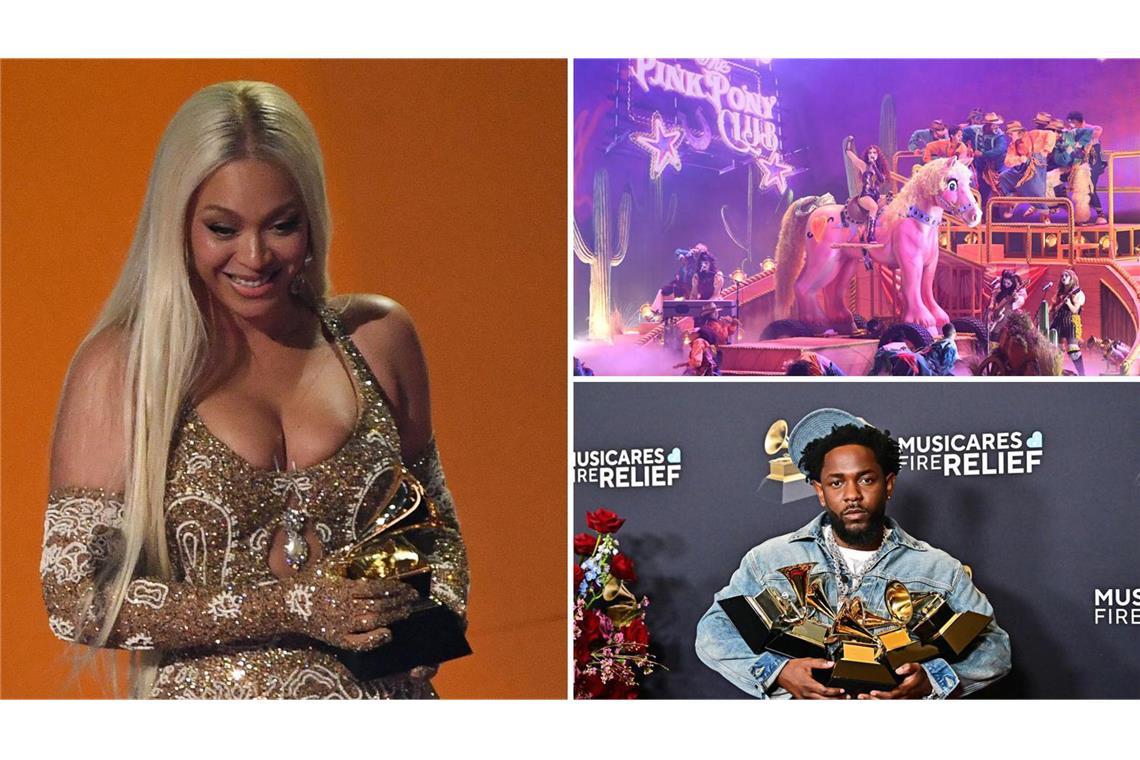 Grammy-Gewinner 2025: Beyoncé (links), Chappell Roan und Kendrick Lamar