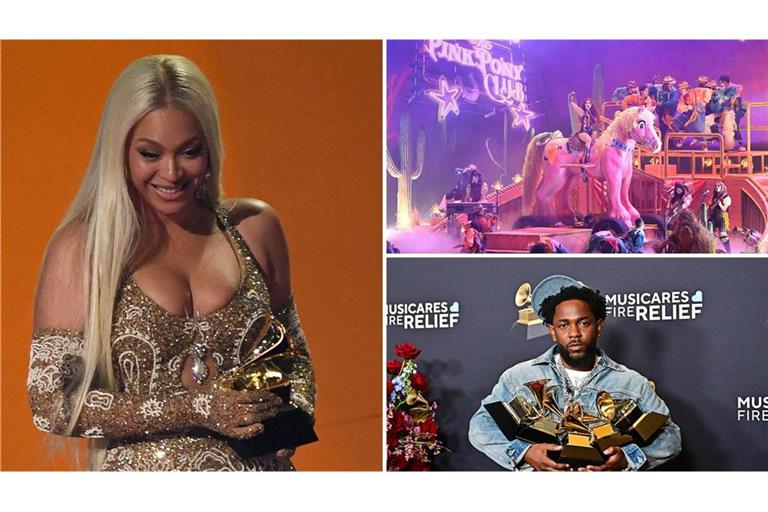 Grammy-Gewinner 2025: Beyoncé (links), Chappell Roan und Kendrick Lamar