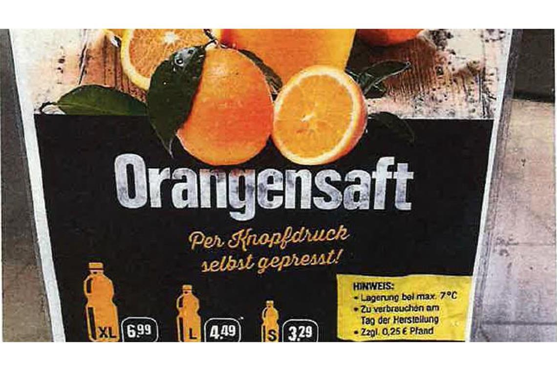 Grund für die Klage: Bei der Werbung für den selbst gepressten Saft fehlte die Grundpreisangabe.