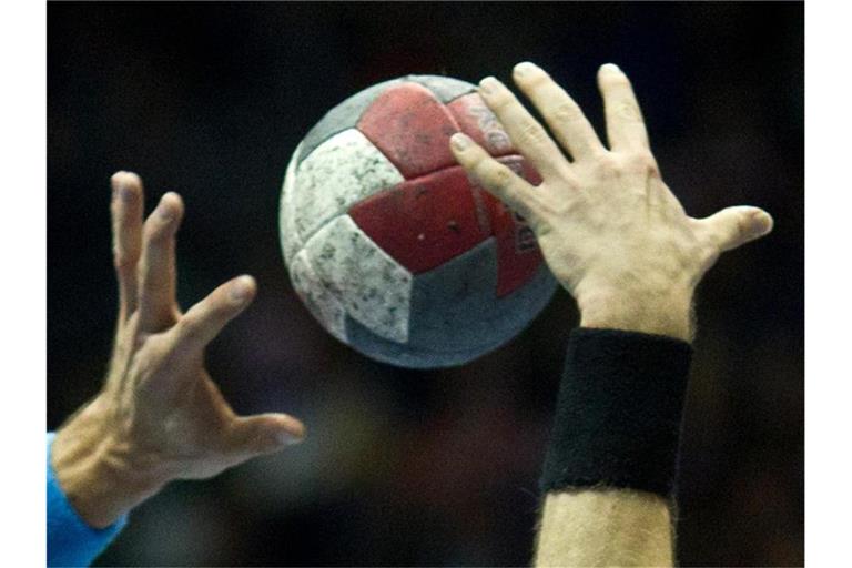 Handball-Spieler in Aktion. Foto: Jens Wolf/dpa-Zentralbild/dpa/Symbolbild