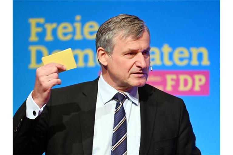 Hans-Ulrich Rülke, Fraktionsvorsitzender der FDP im baden-württembergischen Landtag, spricht beim Landesparteitag. Foto: Uli Deck/dpa