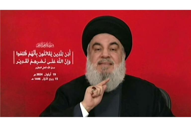 Hassan Nasrallah bei einem Fernsehauftritt Mitte September.