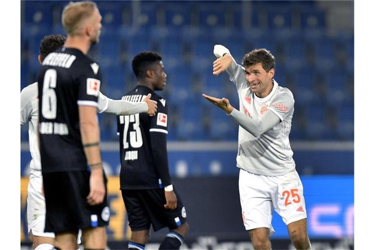 Hatte auch in Bielefeld wieder einen starken Tag: Bayern-Urgestein Thomas Müller. Foto: Martin Meissner/AP-Pool/dpa