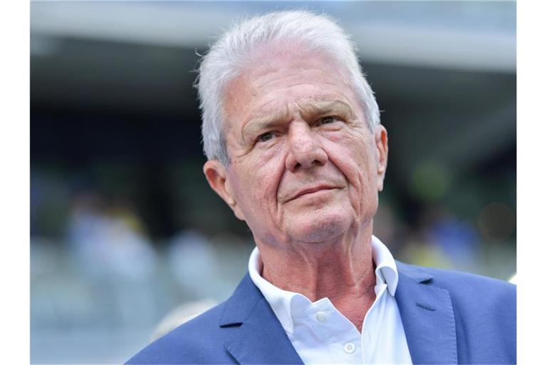 Hoffenheims Mäzen Dietmar Hopp steht in einem Stadion. Foto: Uwe Anspach/dpa/Archivbild