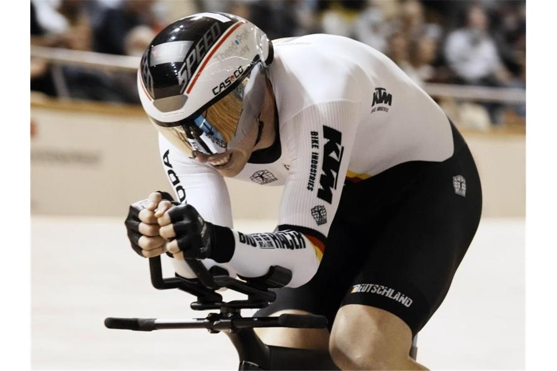 Hinze holt nächstes Sprint-Gold - Eilers Zeitfahr-Bronze Holte die sechste deutsche Medaille bei der Bahnrad-WM in Roubaix: Joachim Eilers. Foto: Thibault Camus/AP/dpa