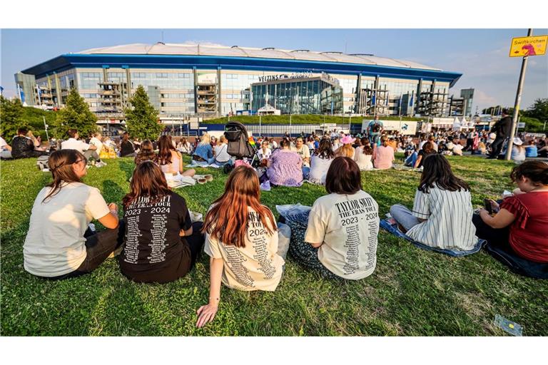 Hunderte Fans verfolgten das Konzert vor dem Stadion.