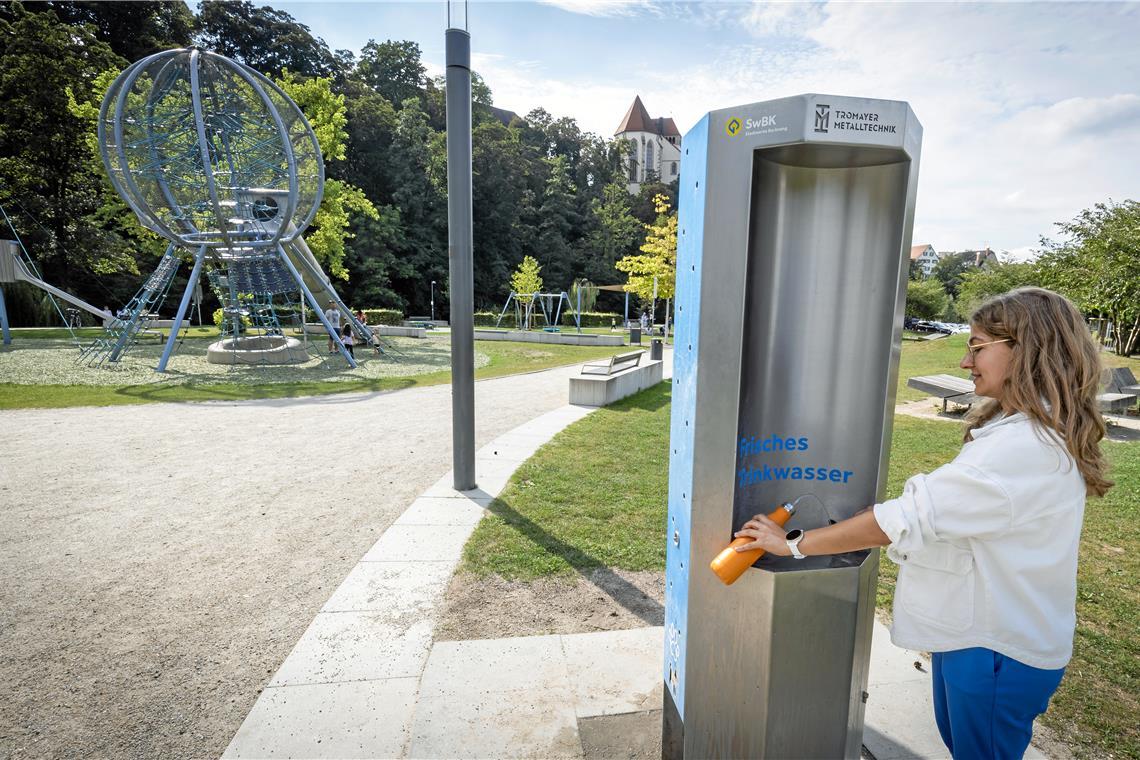 Im August wurden beim Trinkwasserbrunnen am Annonaygarten durchschnittlich 400 Liter am Tag abgezapft. Foto: Alexander Becher