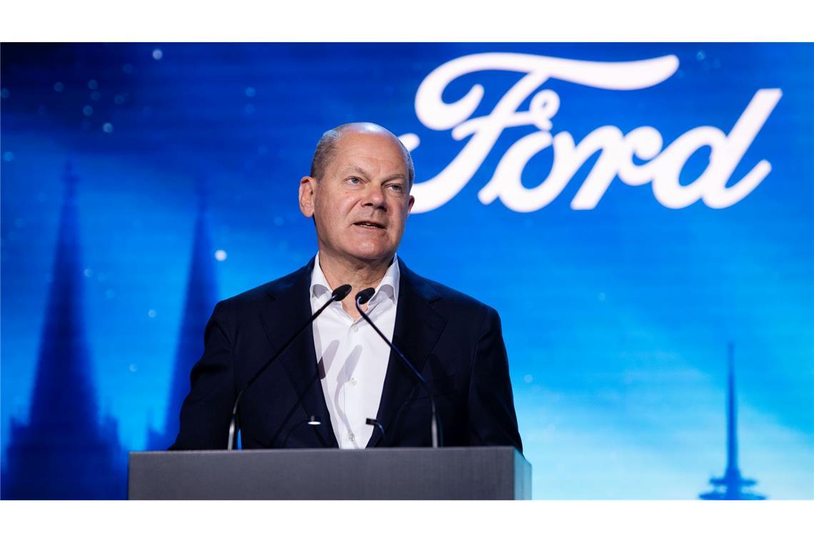 Im Juni 2023 war Scholz schon einmal bei Ford in Köln zu Gast. (Archivbild)