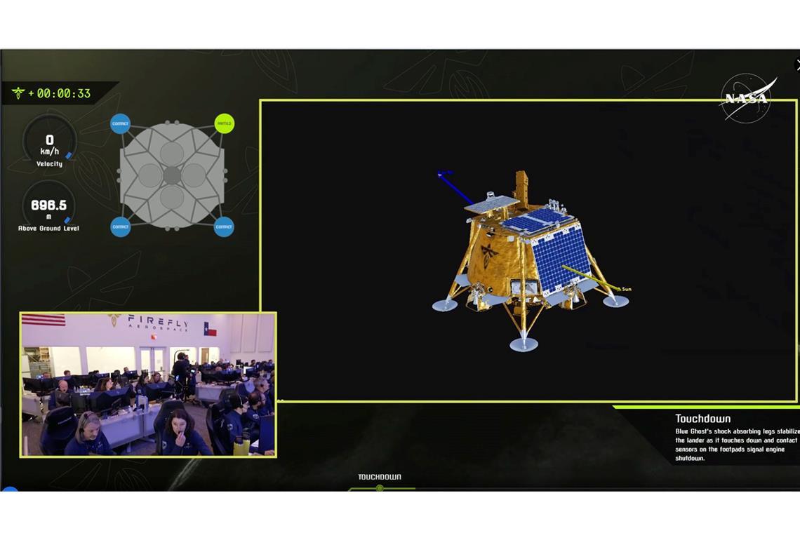 Im Livestream der US-Raumfahrtbehörde Nasa konnte man die Landung live mitverfolgen.