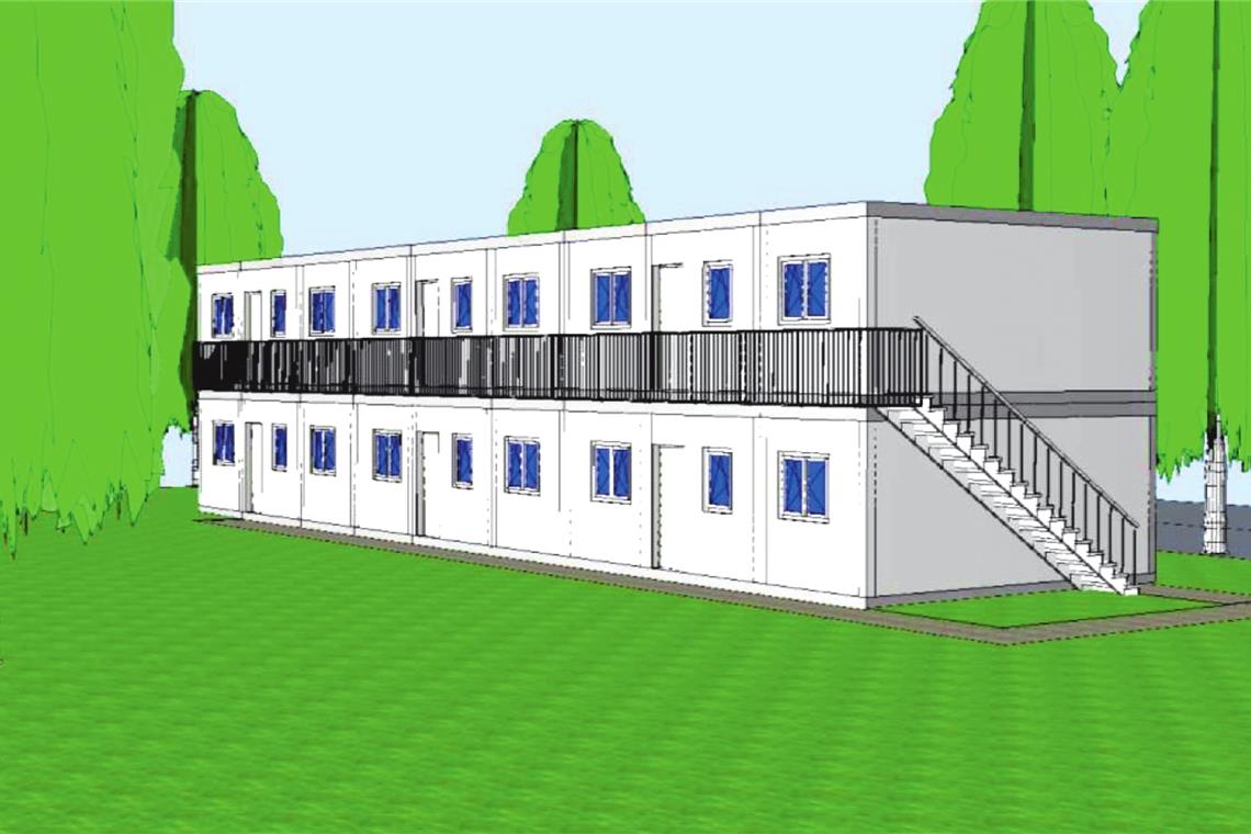 In der ersten Phase sollen nur die unteren Container aufgestellt werden. Visualisierung: Gemeinde