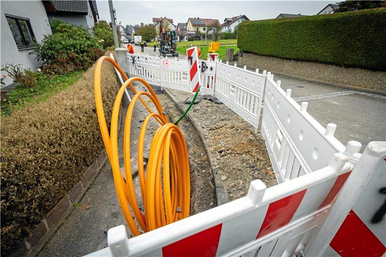 In Kirchberg ist der Ausbau im Hauptort schon weit fortgeschritten. Aktuell wird in der Lessingstraße gearbeitet. Foto: Alexander Becher