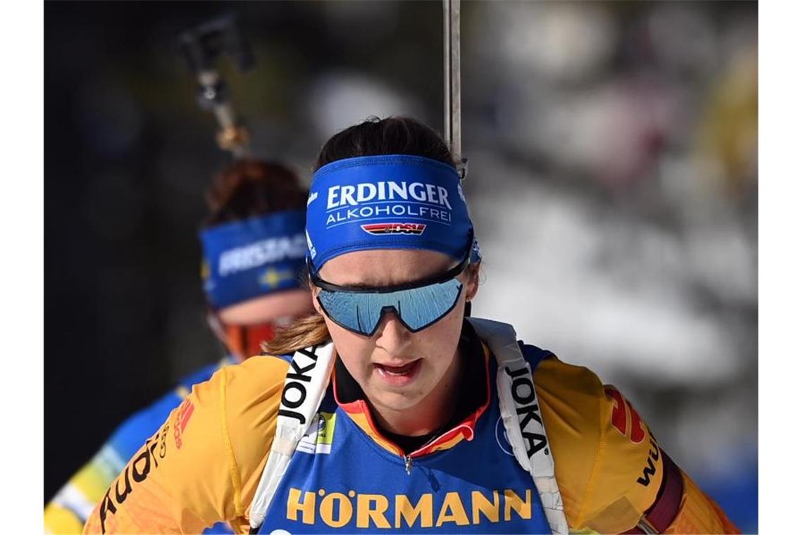 Preuß mit Chance auf Gesamtweltcup-Podest - Lesser Fünfter In Östersund Sechste in der Verfolgung: Franziska Preuß. Foto: Sven Hoppe/dpa