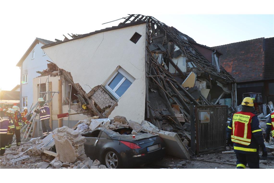 In Stutensee war am Morgen ein Haus eingestürzt.