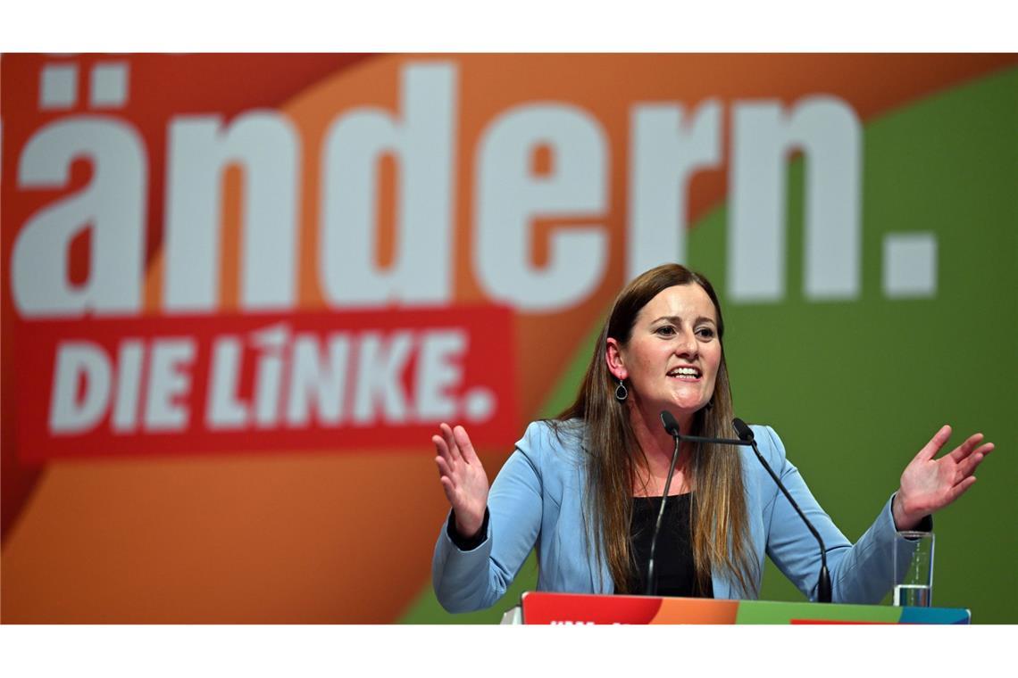 Janine Wissler, Bundesvorsitzenden der Linkspartei, ist für ein Sondervermögen – aber nicht für die Bundeswehr.