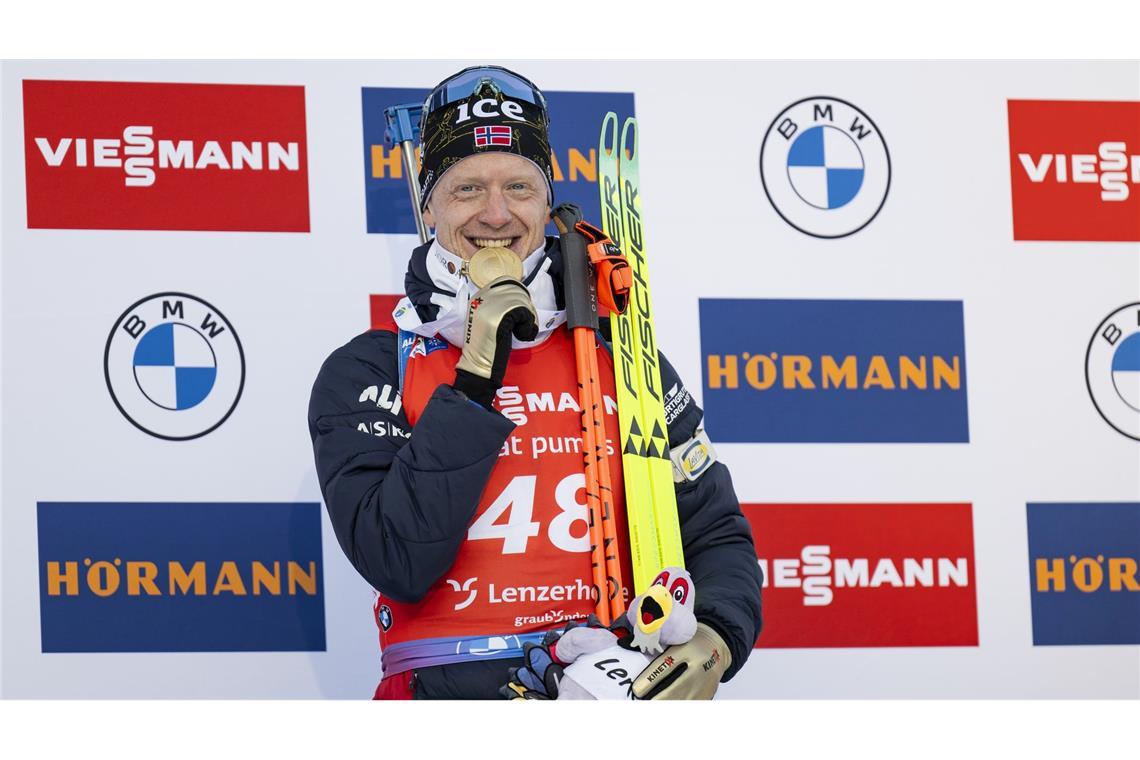 Johannes Thingnes Bö holt seine 21. WM-Goldmedaille - das ist Rekord.