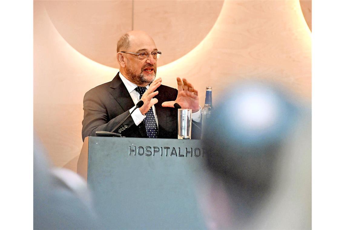 Kämpferisch: Festredner Martin Schulz im Stuttgarter HospitalhofKämpferisch: Festredner Martin Schulz im Stuttgarter Hospitalhof