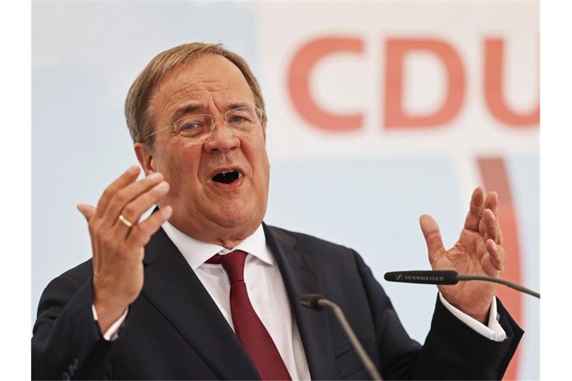 Laschet kämpferisch: Attacken auf SPD und Grüne Kanzlerkandidat Armin Laschet will sichtbar machen, wofür die Union steht. Foto: Oliver Berg/dpa