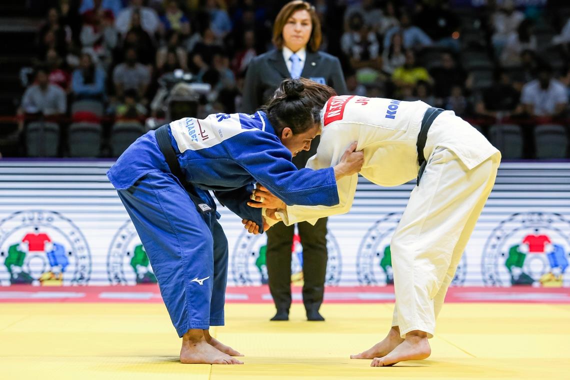 Katharina Menz (links) gegen Natsumi Tsunoda, dieses Mal schon im WM-Achtelfinale. Wie im Finale 2022 verlor Menz. Foto: Lorraine Hoffmann