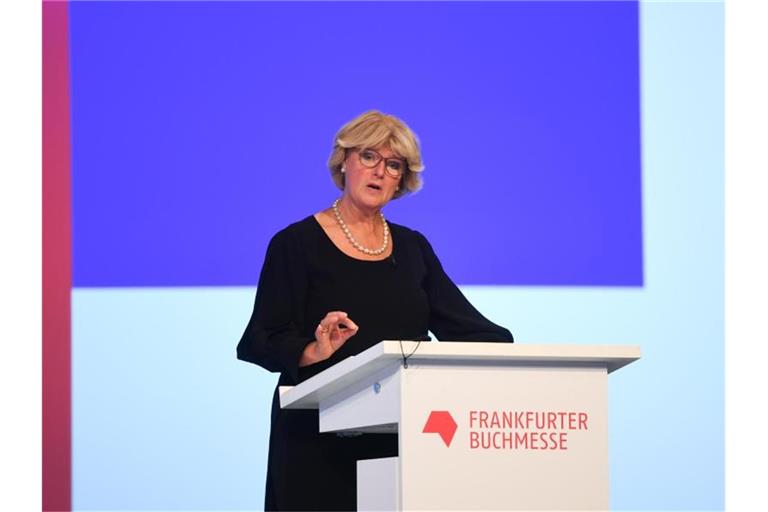 Kulturstaatsministerin Monika Grütters bei der Eröffnungsfeier der Frankfurter Buchmesse. Foto: Arne Dedert/dpa/POOL/dpa