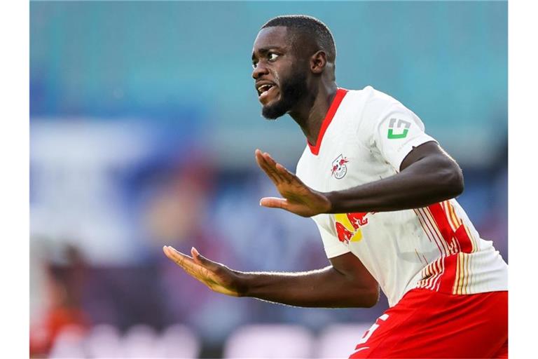 Leipzigs Dayot Upamecano jubelt nach seinem Ausgleichstreffer zum 1:1. Foto: Jan Woitas/dpa-Zentralbild/dpa