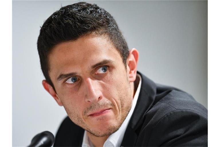 Marcel Goc von der deutschen Eishockey-Nationalmannschaft bei einer Pressekonferenz. Foto: picture alliance / dpa/Archivbild