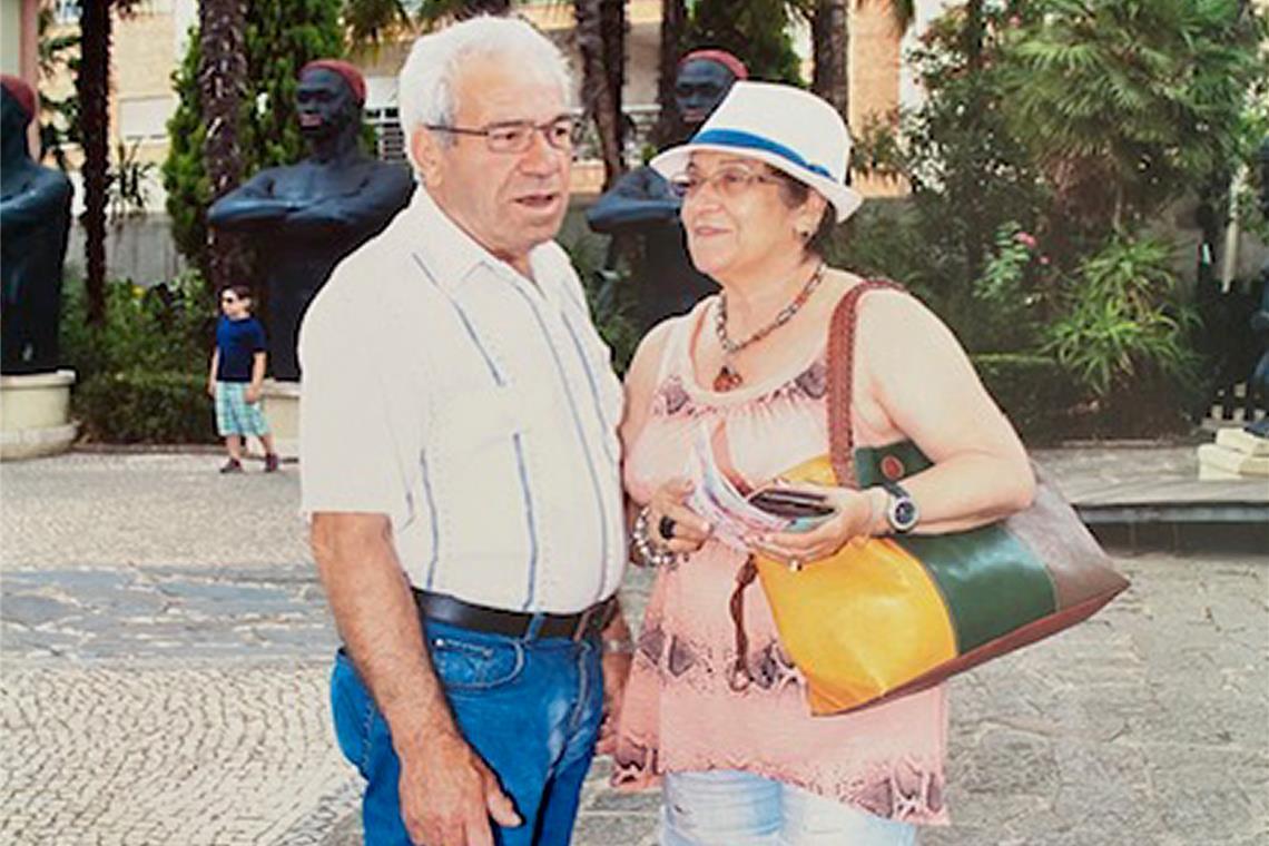 Marino Santos Frazao und Maria Adelaide Alves Gomes Frazao im Urlaub in Lissabon.