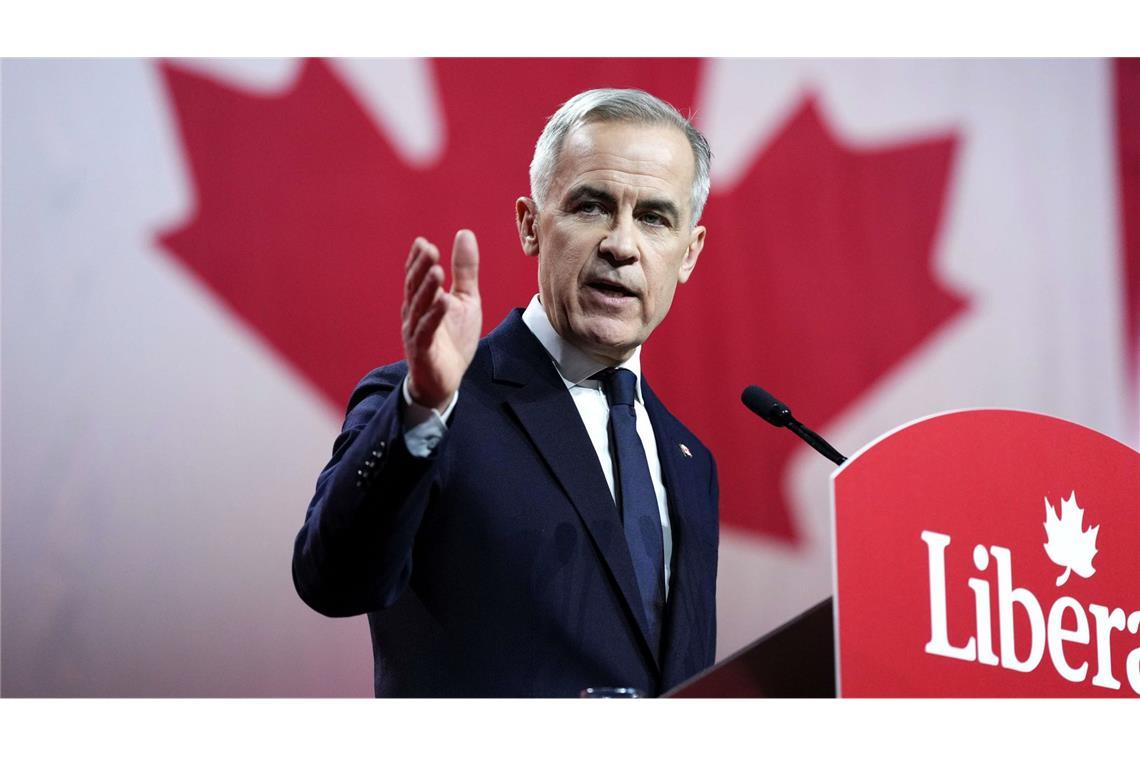 Mark Carney bei seiner Siegesrede am Sonntag.