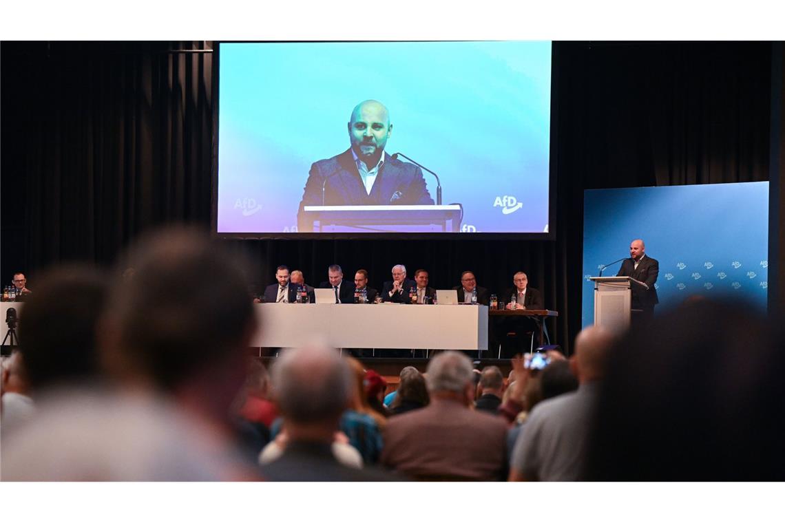 Markus Frohnmaier, der Landesvorstand der AfD Baden-Württemberg, spricht beim Landesparteitag der AfD.