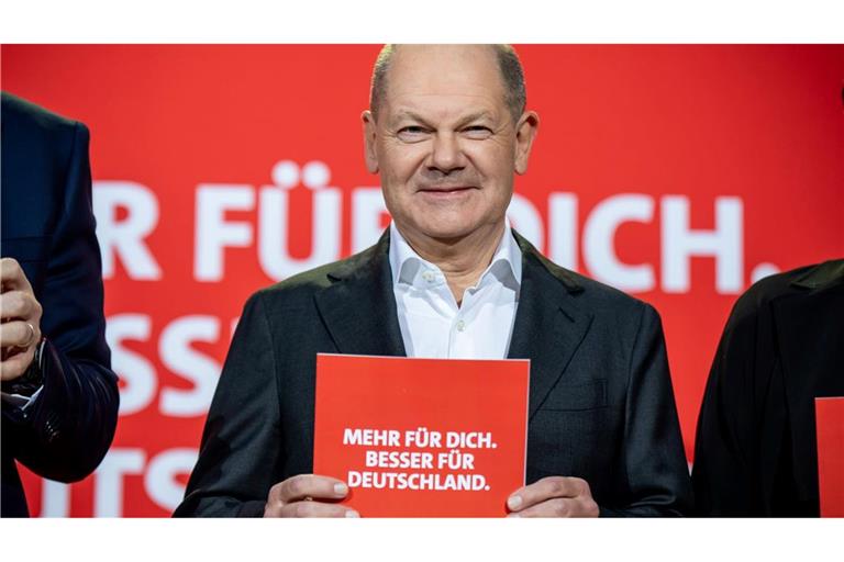 "Mehr für dich": Der Slogan der SPD zur Wahl. Die Partei um Olaf Scholz setzt auf gute Löhne und soziale Sicherheit.