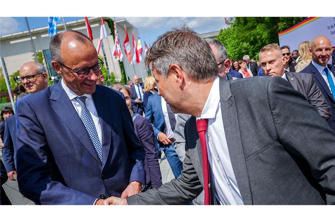 Merz mit Habeck: Außenpolitisch liegen Union und Grüne fast auf einer Linie – doch sonst gibt es Differenzen.