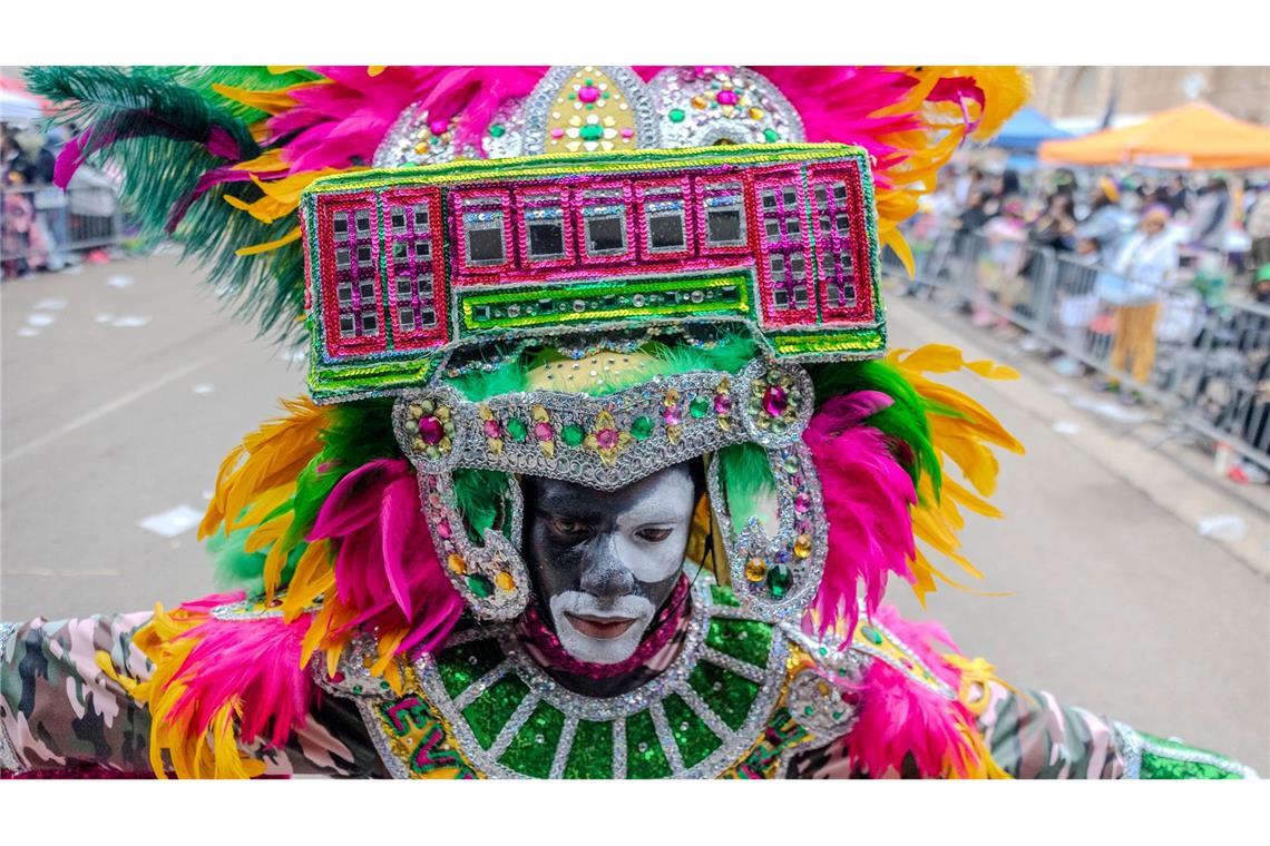 Mitglieder der Zulu Tramps bveim Mardi Gras in New Orleans.