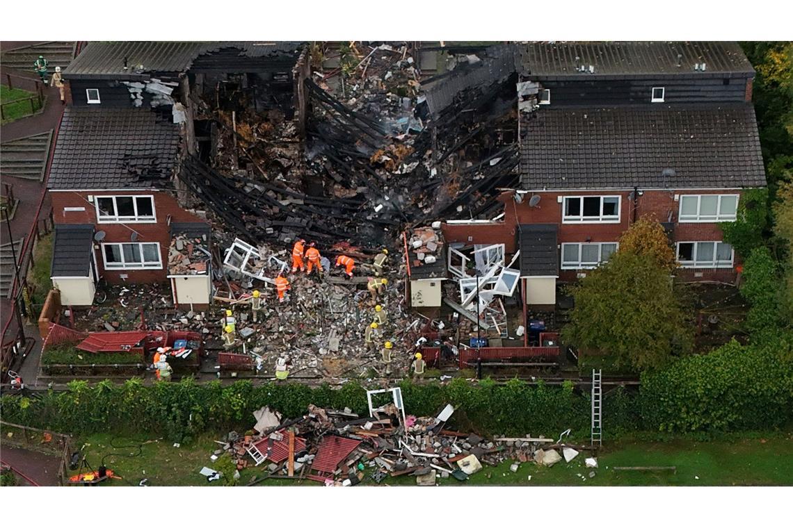 Nach der Explosion folgte ein Feuer: die zerstörte Häuserzeile in Newcastle.