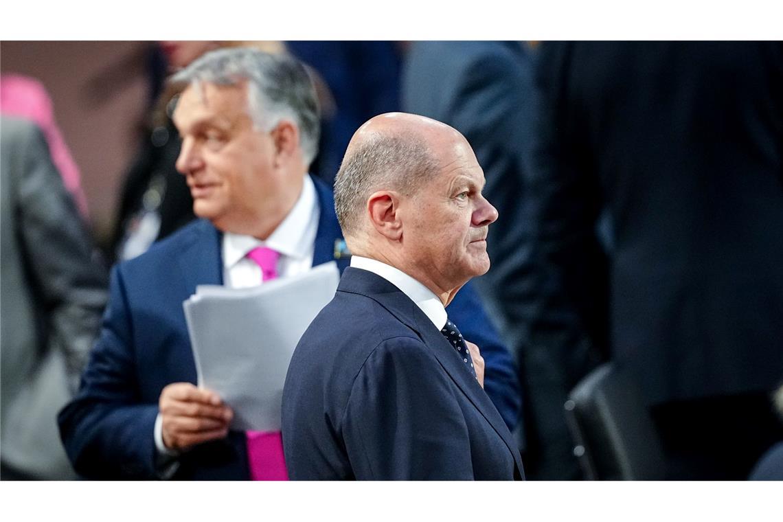 Nato-Gipfeltreffen: Bundeskanzler Olaf Scholz und Ungarns Ministerpräsident Viktor Orban