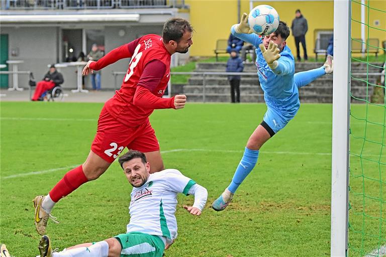 Nicht zu stoppen. Großaspach und Stürmer Fabian Eisele, dessen 2:0 für den Gegner ein richtiger Wirkungstreffer war. Foto: Tobias Sellmaier