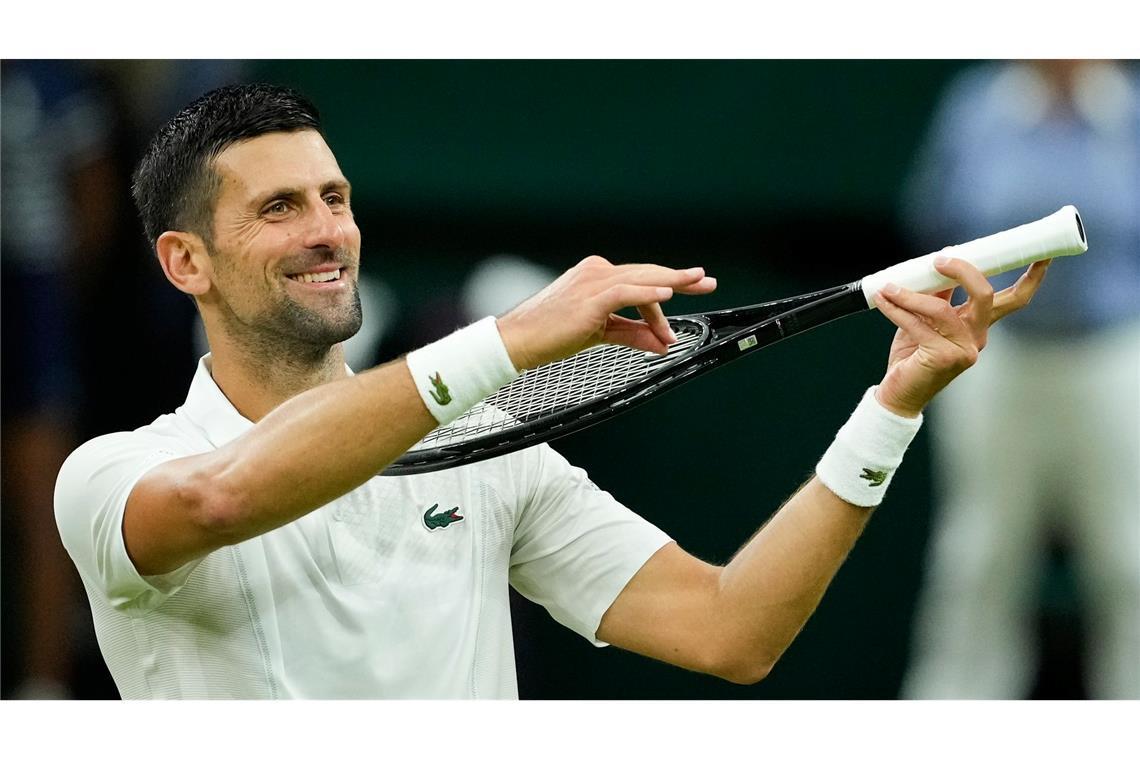 Novak Djokovic jubelt nach seinem Sieg über Holger Rune.