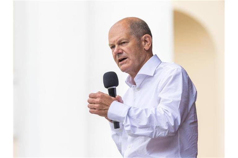 Olaf Scholz (SPD) bei einer Wahlkampfveranstaltung. Foto: Philipp von Ditfurth/dpa/Archivbild