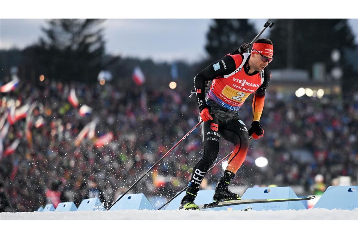 Philipp Nawrath schafft es auf den dritten Platz im Sprint.