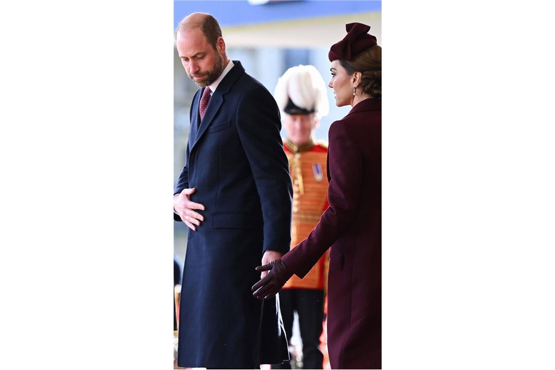 Prinz William und Prinzessin Kate bei der offiziellen Begrüßung des Emirs.