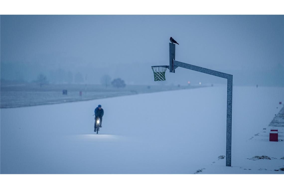 Radeln im Schnee.