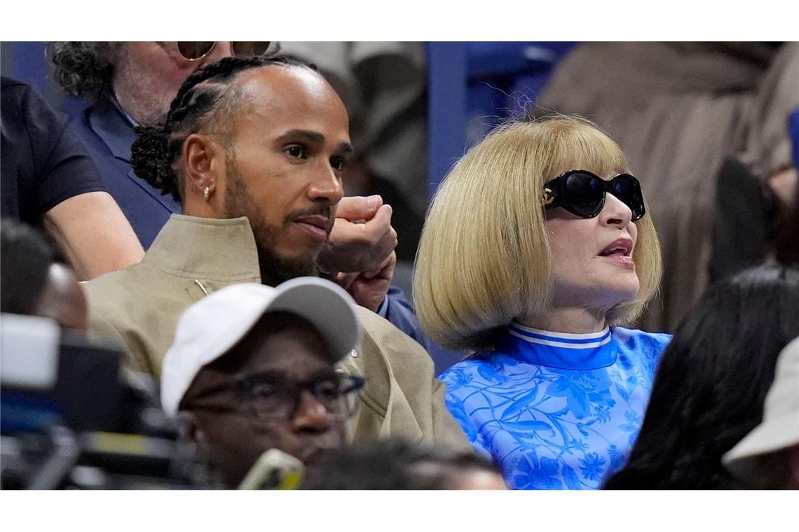 Reichlich Prominenz auf der Tribüne: Formel-1-Rekordweltmeister Lewis Hamilton (l) neben Vogue-Chefredakteurin Anna Wintour.