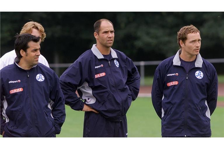 Robin Dutt, Thomas Letsch, Marcus Sorg (v.li.): Dieses prominente Trio machte seine ersten Trainer-Schritte bei  der zweiten Mannschaft der Stuttgarter Kickers.